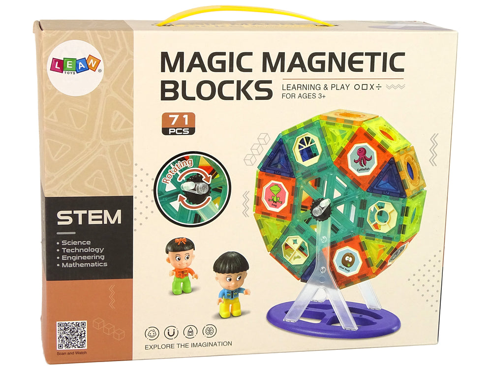 Magnetic Bricks 3d Devil's Mill Carousel 71 Pieces