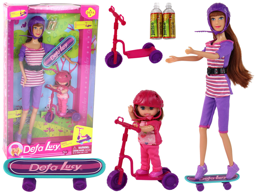 Conjunto de bonecas Lucy Capacetes de skate scooter roxos