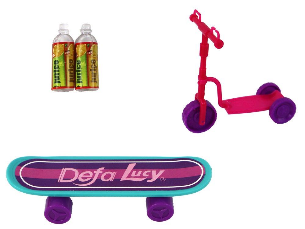 Conjunto de bonecas Lucy Capacetes de skate scooter roxos