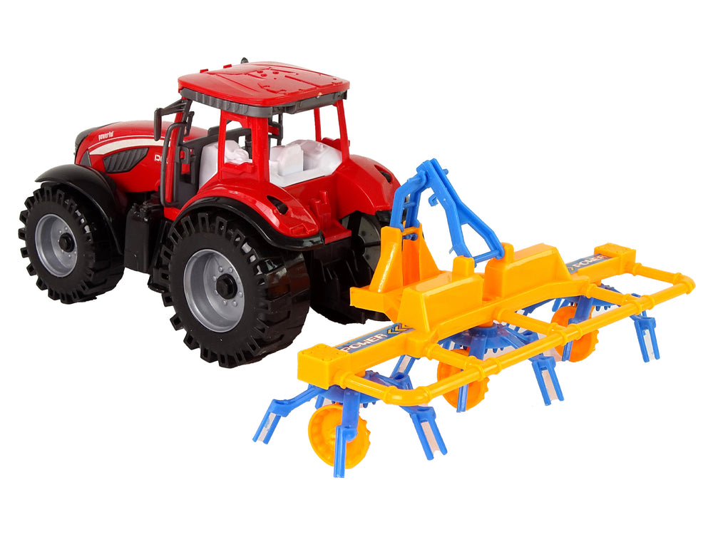 Red Tractor With Rake Friction Drive