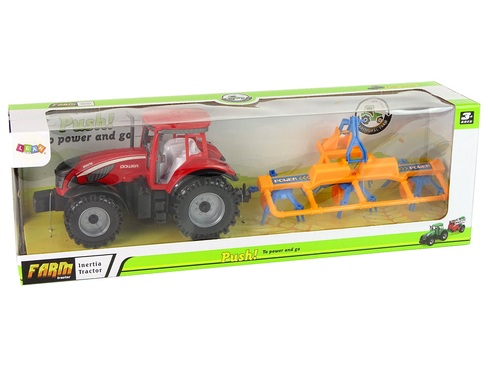 Red Tractor With Rake Friction Drive