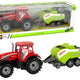 Red Farm Tractor With Green Seeder Friction Drive