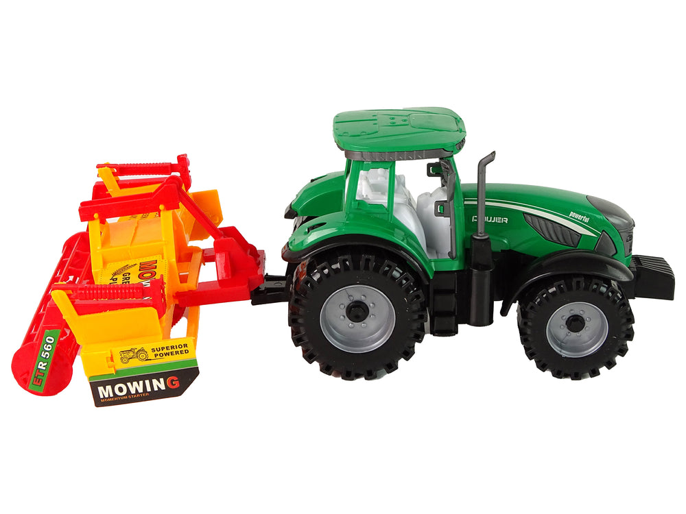 Green Tractor With Orange Cultivator For Kids