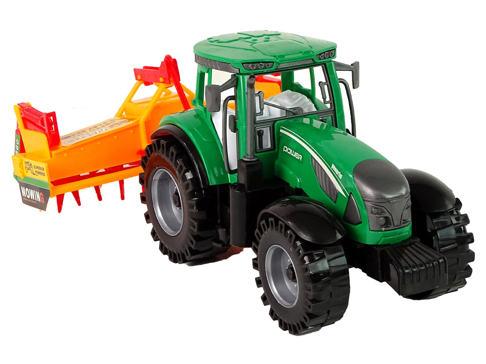 Green Tractor With Orange Cultivator For Kids