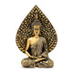 Meditation Buddha Statue With Bodhi Leaf Gold Coloured - 16.8x10.3x23.8 Cm