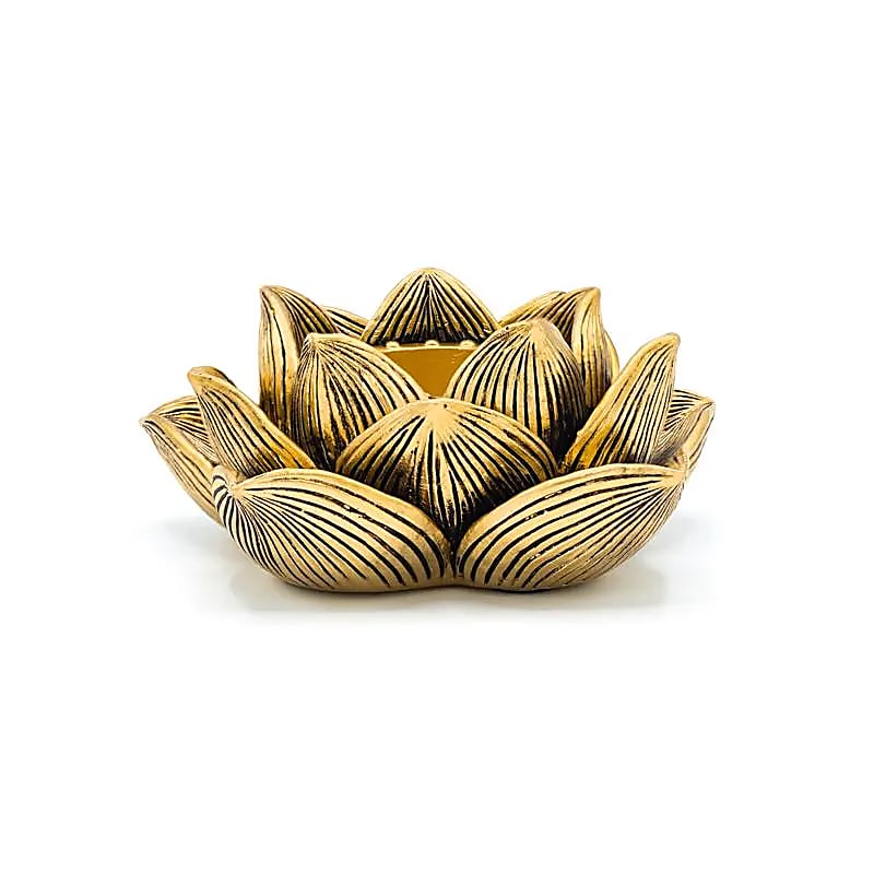 Svietnik na čajovú sviečku Lotus Gold Color - 11,5x11x4,8 cm Sada 2 ks