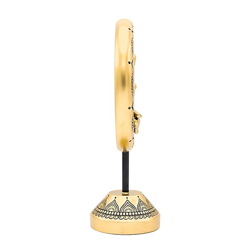 Deco Yoga Meditation Round On Base Gold Coloured - 15.5x8.5x24.5 Cm