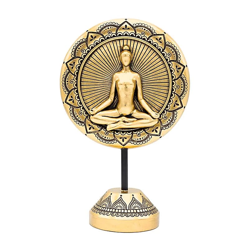 Deco Yoga Meditation Round On Base Gold Coloured - 15.5x8.5x24.5 Cm