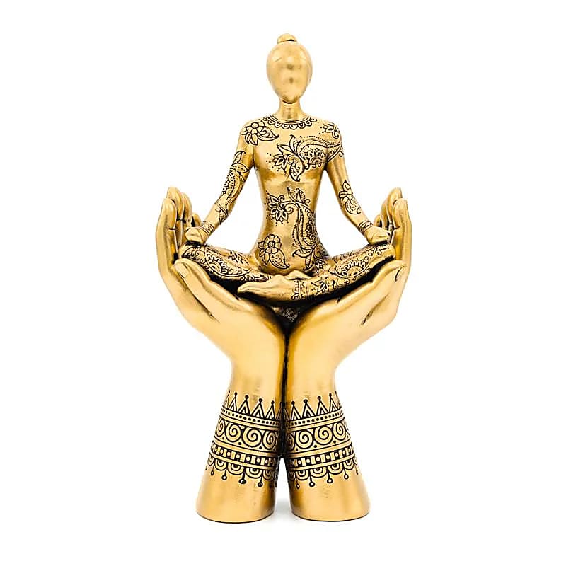 Deco Yoga Meditační ruce ve stoje zlaté barvy – 11,9x6x22,6 cm