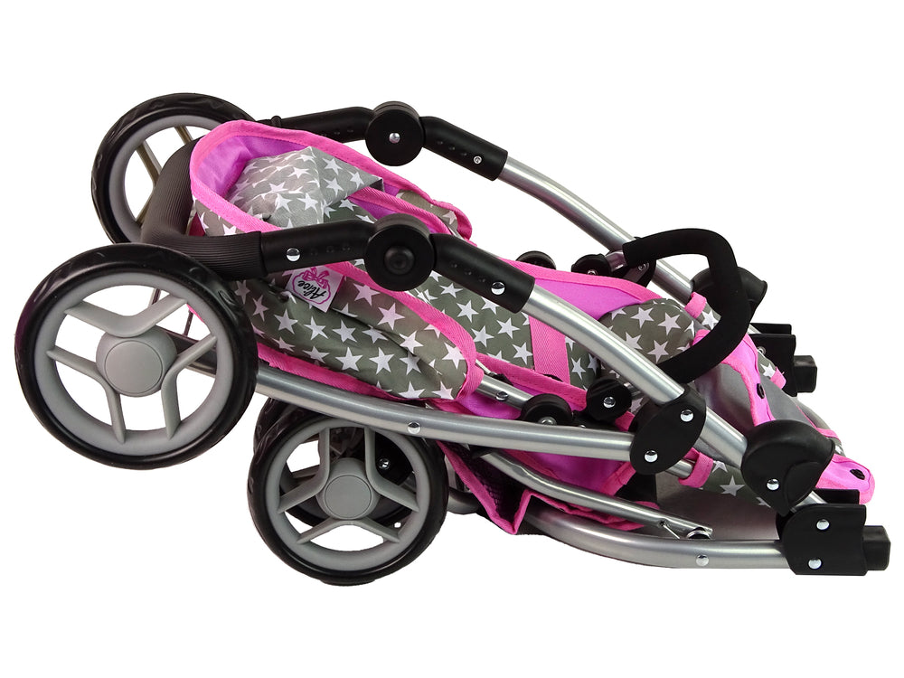 Baby Doll Stroller 2-in-1 Carrycot Bag Pink Stars
