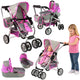 Baby Doll Stroller 2-in-1 Carrycot Bag Pink Stars