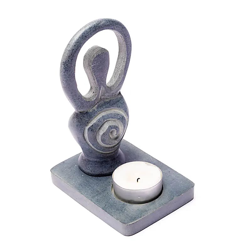 Suport Lumanare Tealight Goddess Soapstone - 11 Cm Set 2 Buc