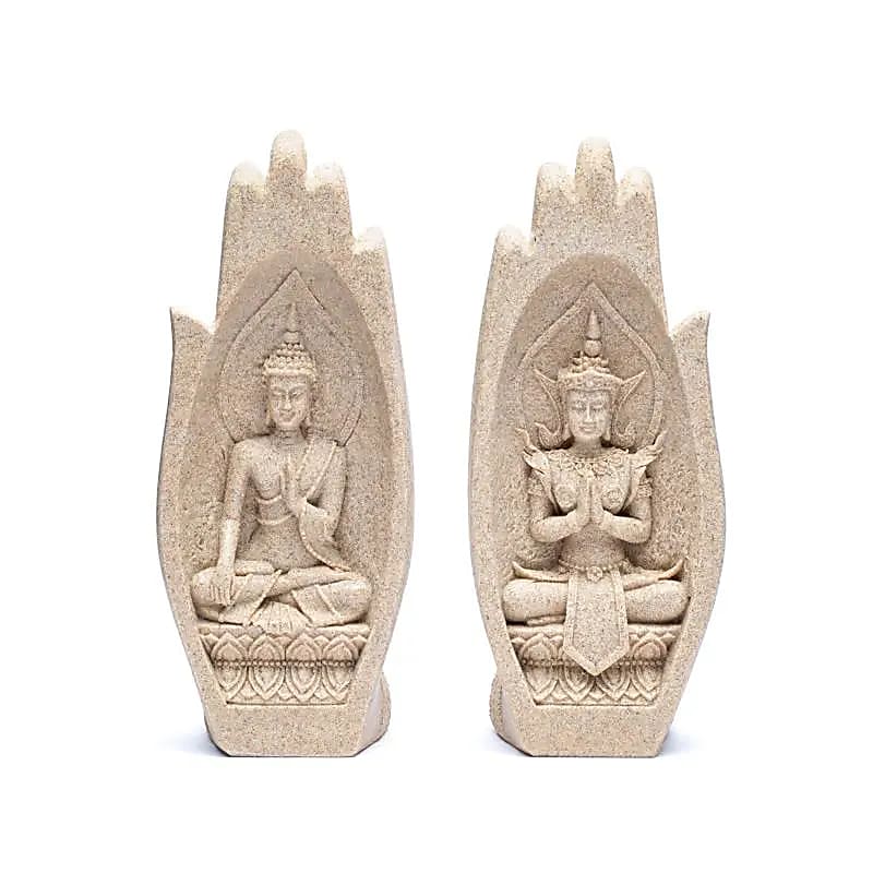 Namaste Mudra Hands With Buddhas Sand Color - 11x21cm
