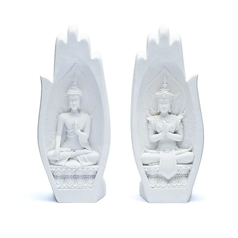 Namaste Mudra Handen Met Boeddha's Wit - 11x21cm