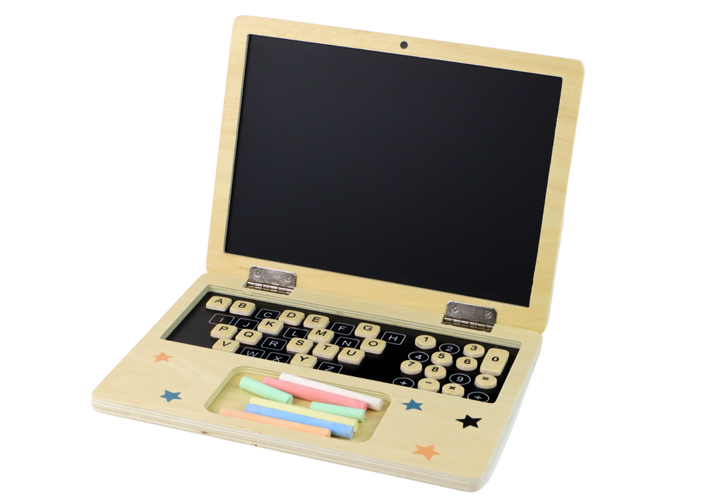 Drevená tabuľa Laptop Krieda