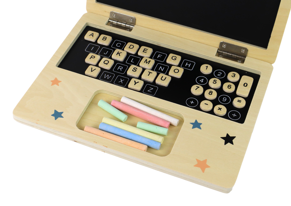 Drevená tabuľa Laptop Krieda