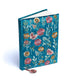Notizbuch Samtblau mit Blumen - 20x15 cm
