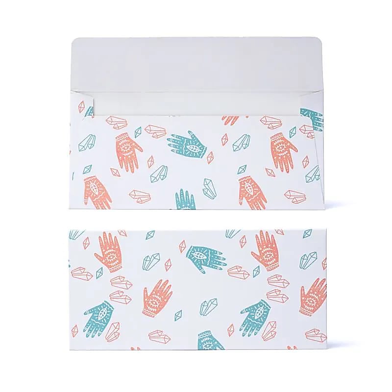 Gift Card Envelope Divine Hand & Gems --package Of 10 Pcs - 19x9cm