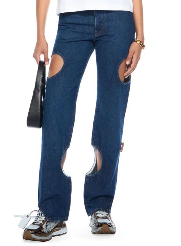Vaqueros Meteor Denim Off-white Mujer Azul Bragueta De Botones Recortados Rrp765