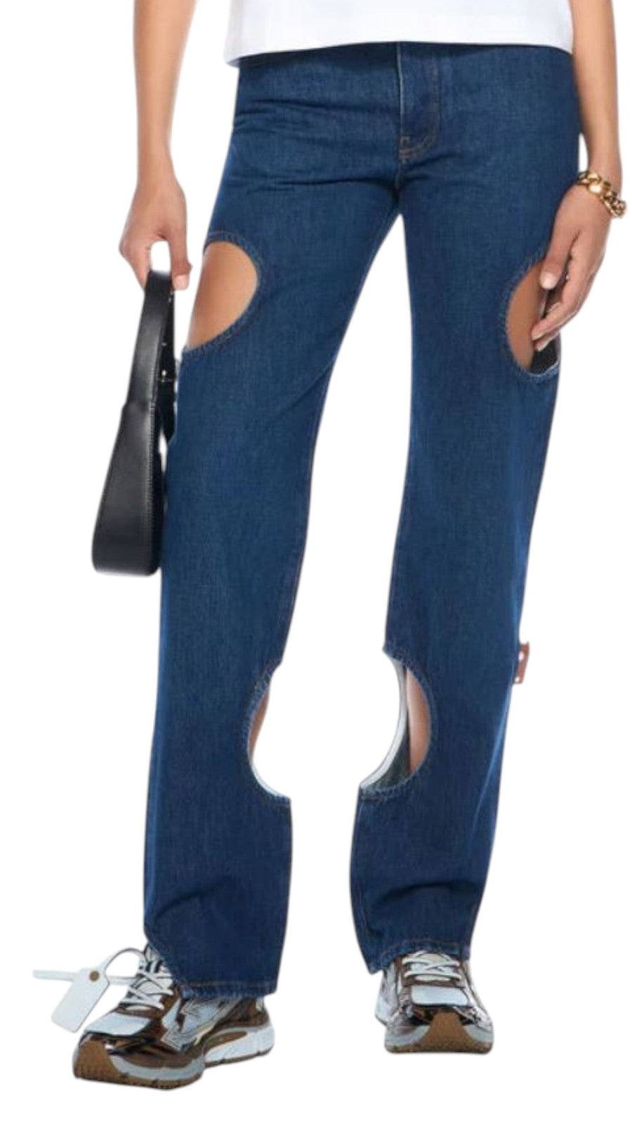 Vaqueros Meteor Denim Off-white Mujer Azul Bragueta De Botones Recortados Rrp765