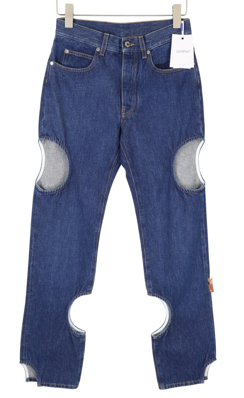 Vaqueros Meteor Denim Off-white Mujer Azul Bragueta De Botones Recortados Rrp765