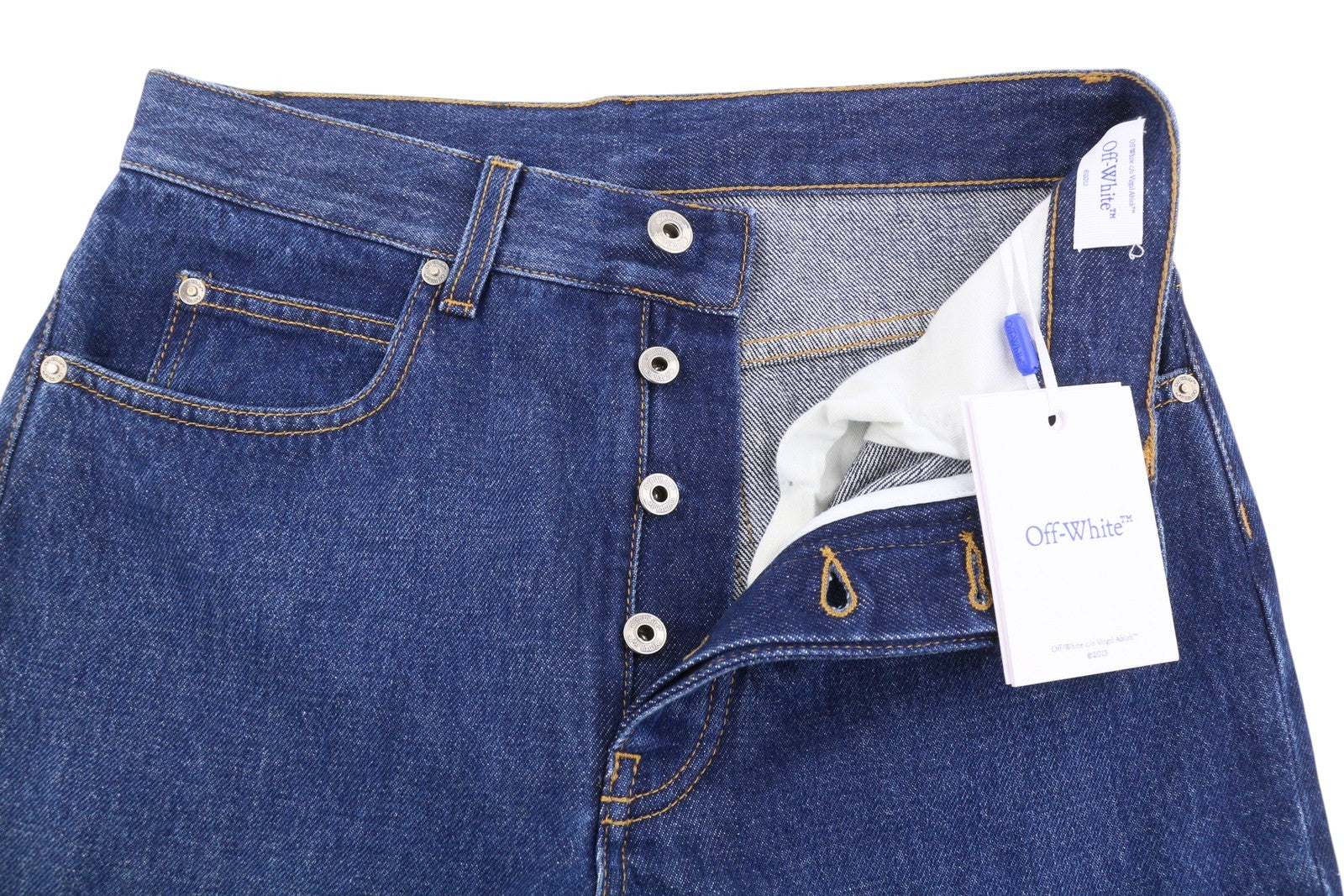 Vaqueros Meteor Denim Off-white Mujer Azul Bragueta De Botones Recortados Rrp765