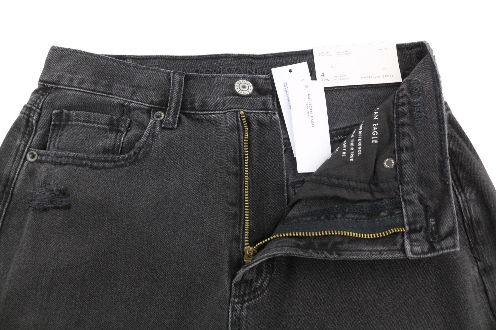 American Eagle Outfitters Mom Black Blaze Women Jeansblack Distress Ripped