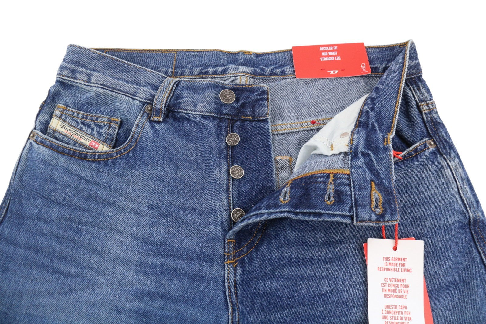 Diesel 2020 D-viker 0gyct Jeans pour hommes, bleu délavé, coupe régulière, jambe droite