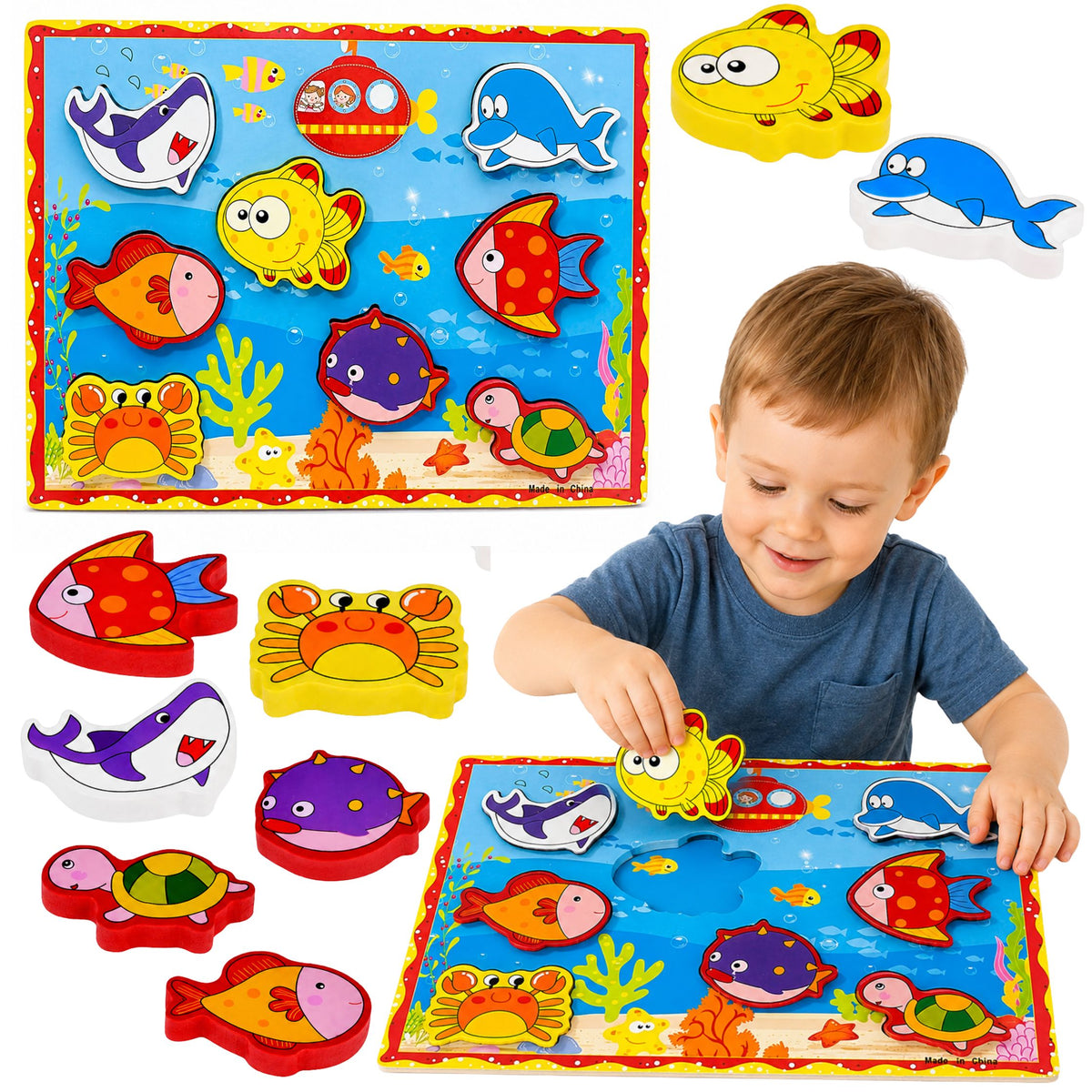 Wooden Fishing Set Colorful Magnet