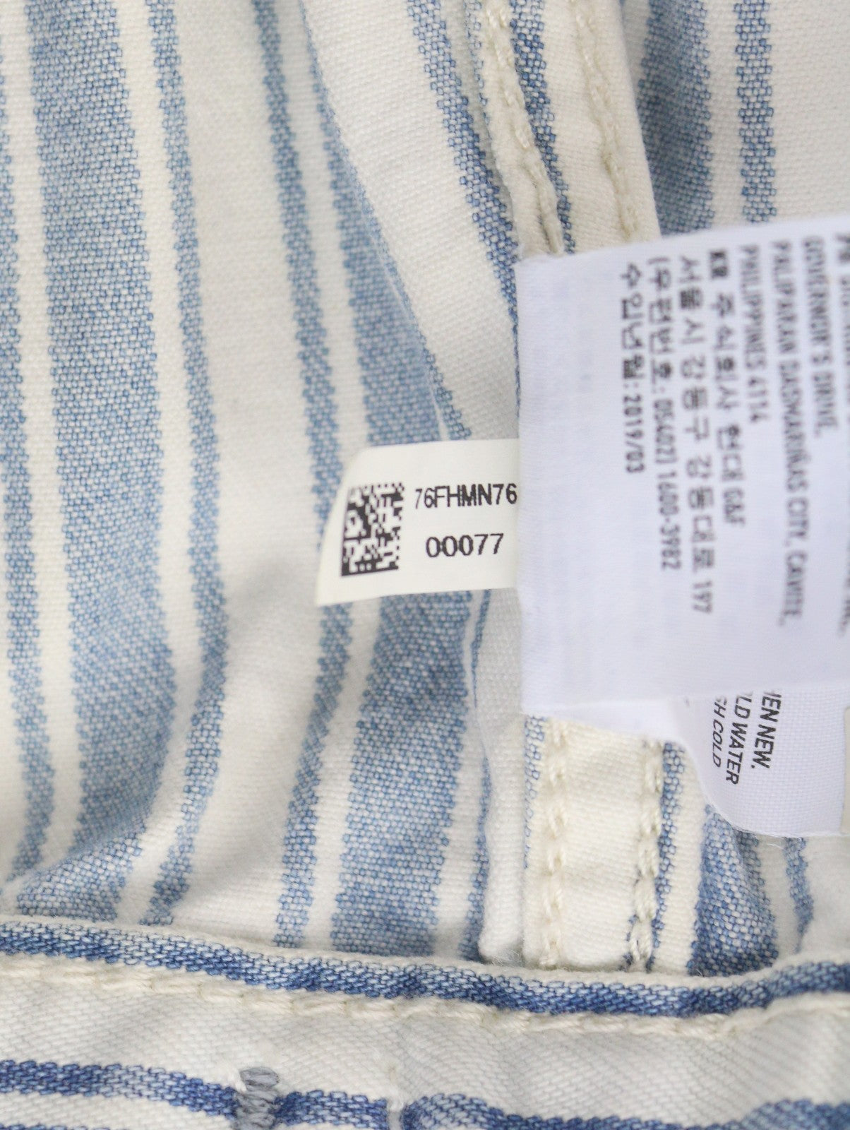 American Eagle Outfitters Women Jacketblue Striped Button-up Cropped Denim