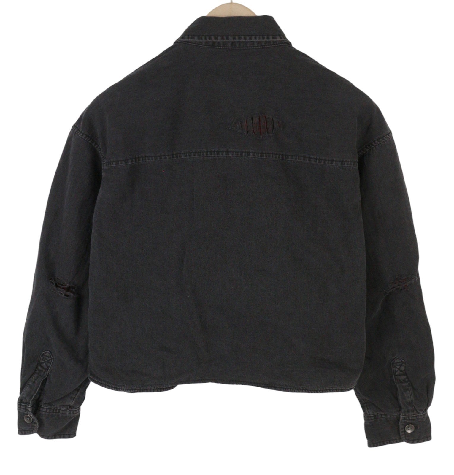 Giacca da donna American Eagle Outfitters in denim nero corto oversize
