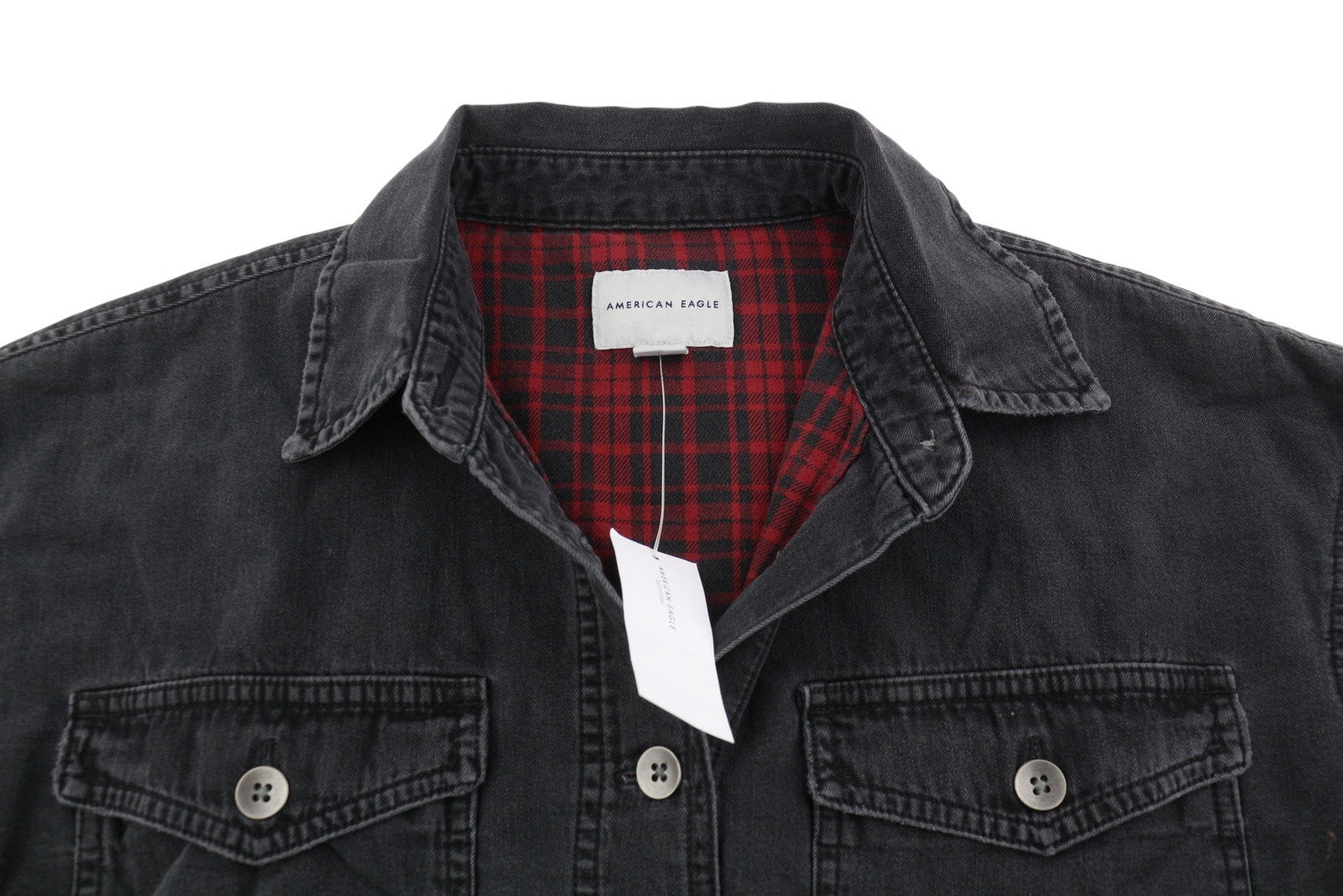 Giacca da donna American Eagle Outfitters in denim nero corto oversize