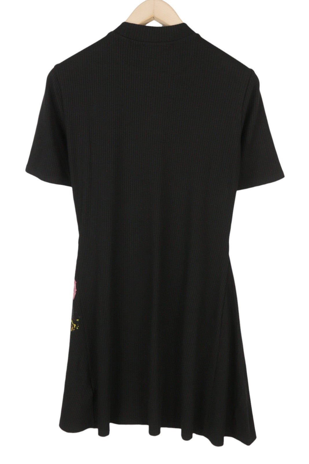 Desigual Disney Mickey Morro Women Dressčerný žebrovaný úplet s výstřihem Mini