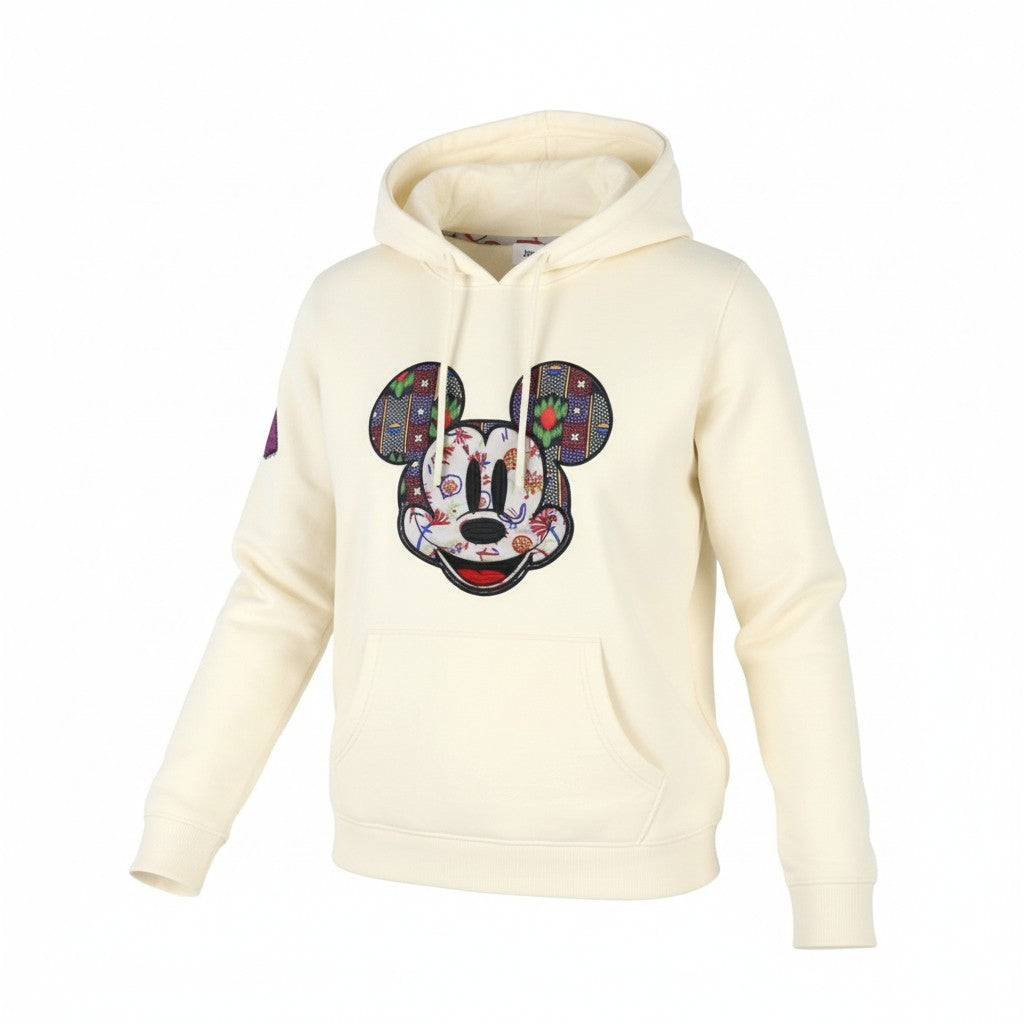 Desigual Disney Face Patch Mickey Mouse Women Hoodiebeige Oversized Pull On
