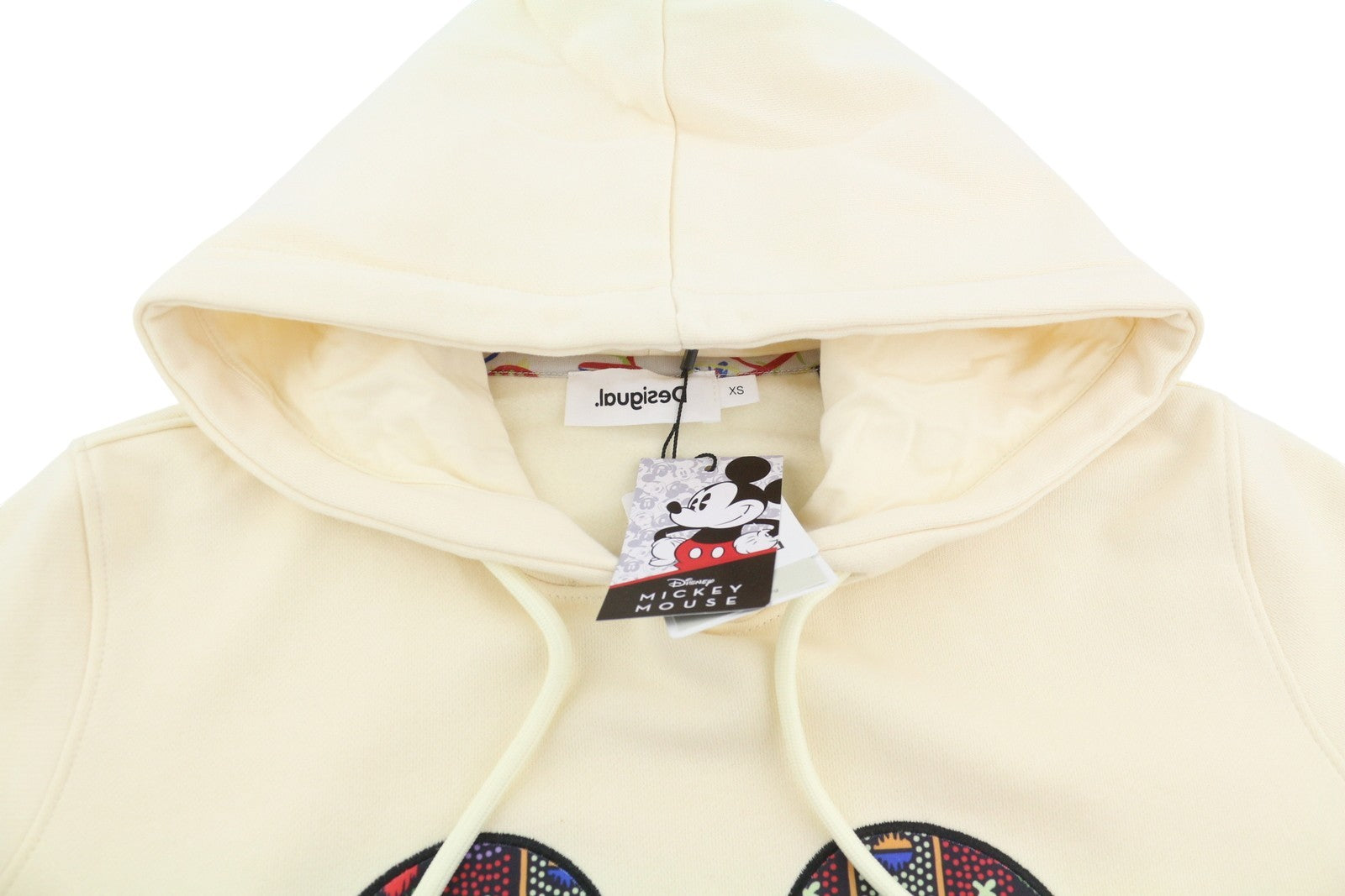 Desigual Disney Face Patch Mickey Mouse Women Hoodiebeige Oversized Pull On
