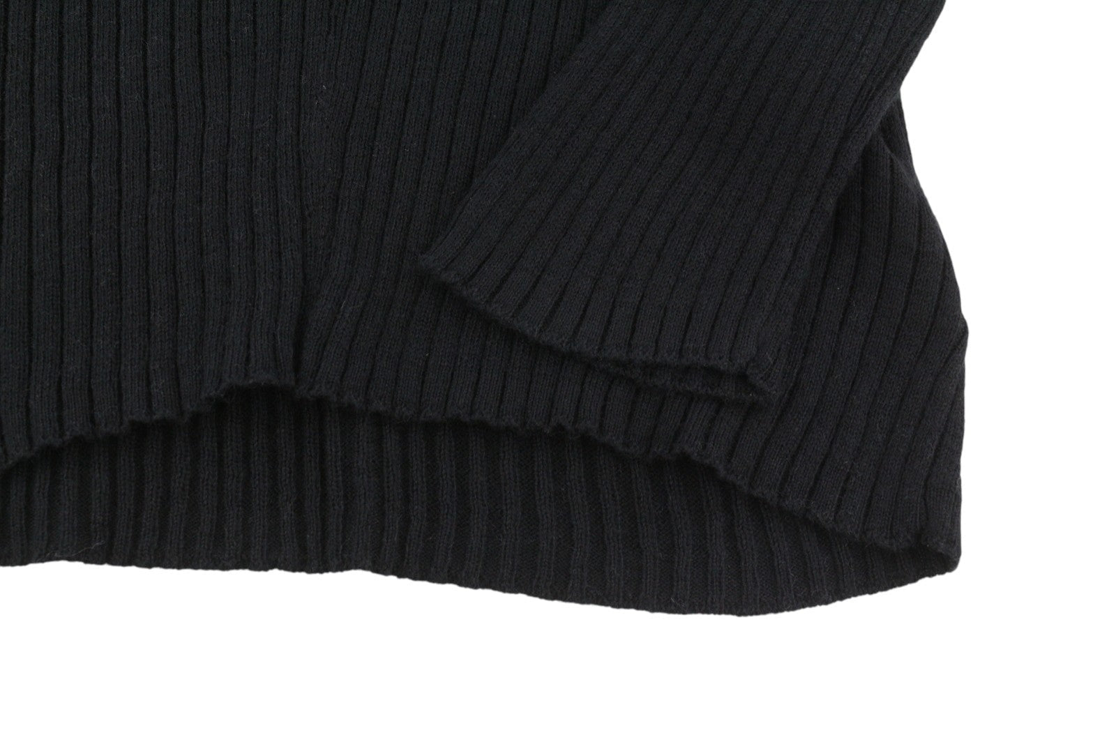 American Eagle Outfitters Women Jumperblack Ribbed Knit V-neck Long Sleeve