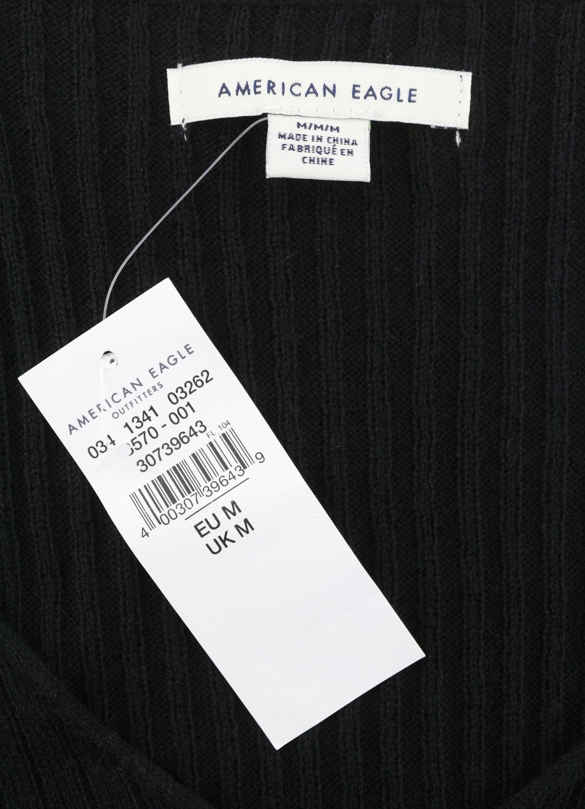 American Eagle Outfitters Kvinder Jumperblack Ribstrikket V-hals Langærmet