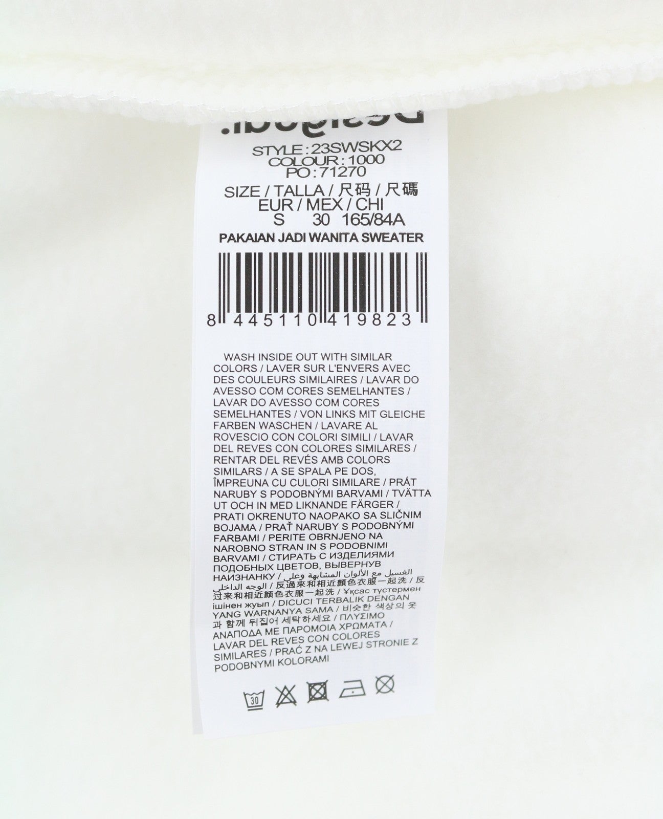 Desigual Maker Women Sweatshirtwhite Glitter Embroidered Crew Neck Pull On