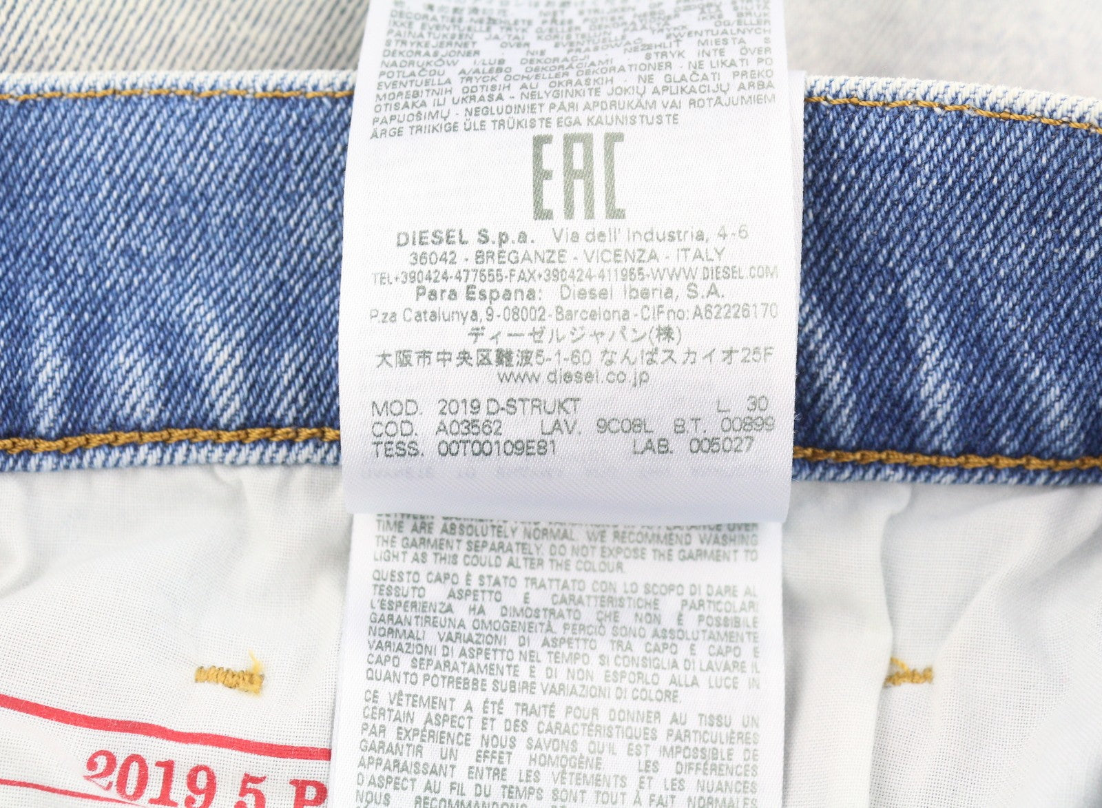 Diesel 2019 D-strukt 09c08l Pánské Jeansblue Faded Slim Fit Zip Fly Rrp350