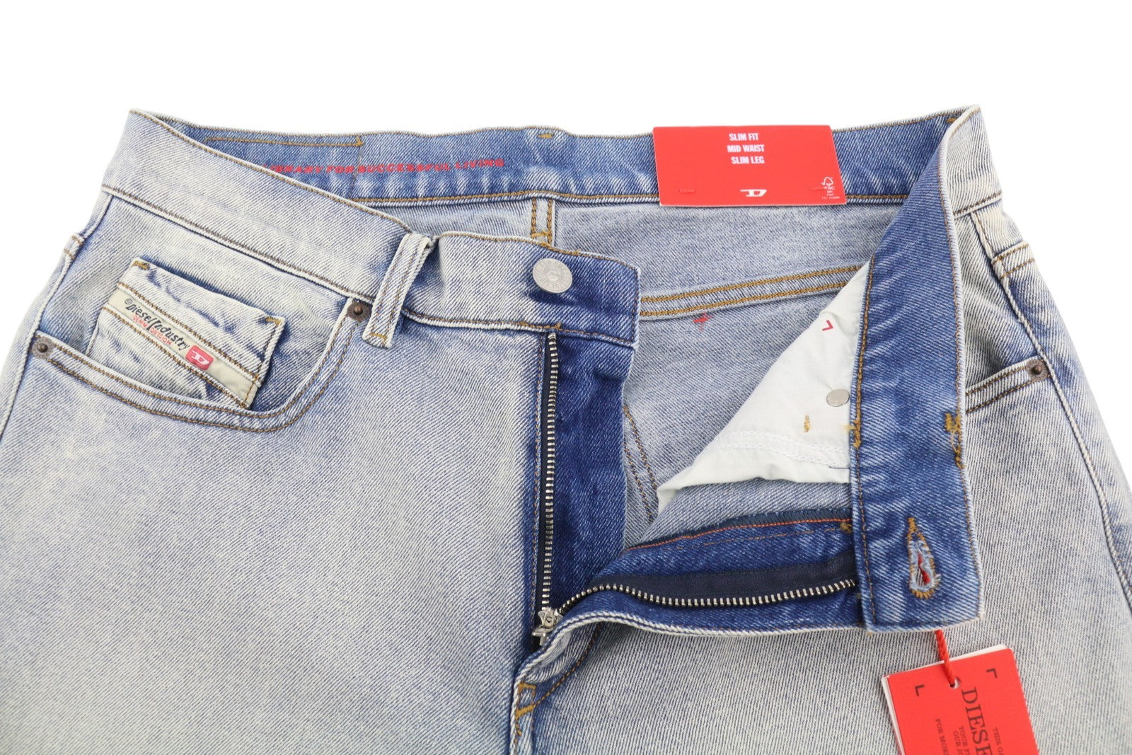 Diesel 2019 D-strukt 09c08l Pánské Jeansblue Faded Slim Fit Zip Fly Rrp350