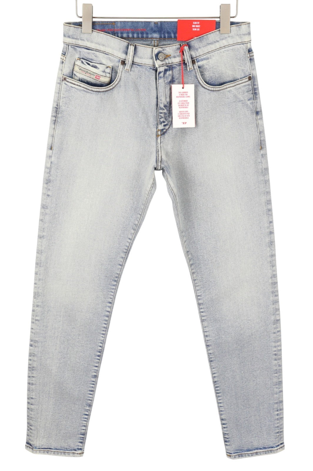 Diesel 2019 D-strukt 09c08l Hommes Jeansbleu Délavé Slim Fit Zip Fly Rrp350