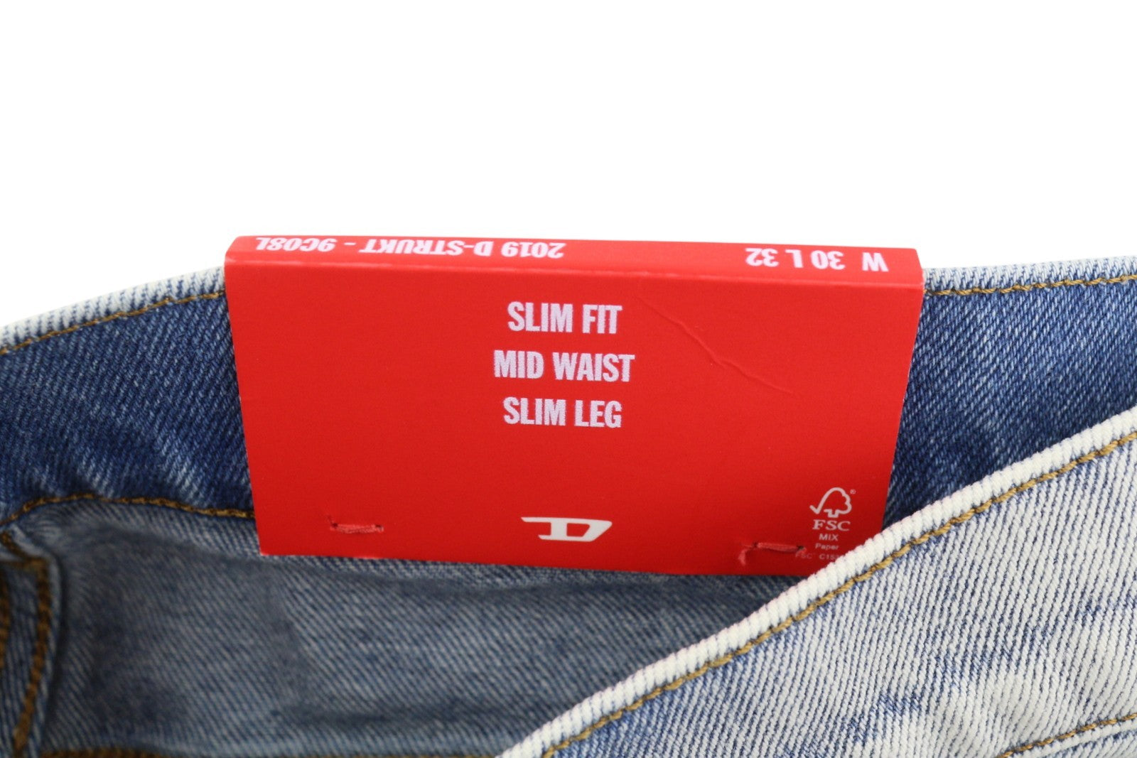 Diesel 2019 D-strukt 09c08l Hommes Jeansbleu Délavé Slim Fit Zip Fly Rrp350