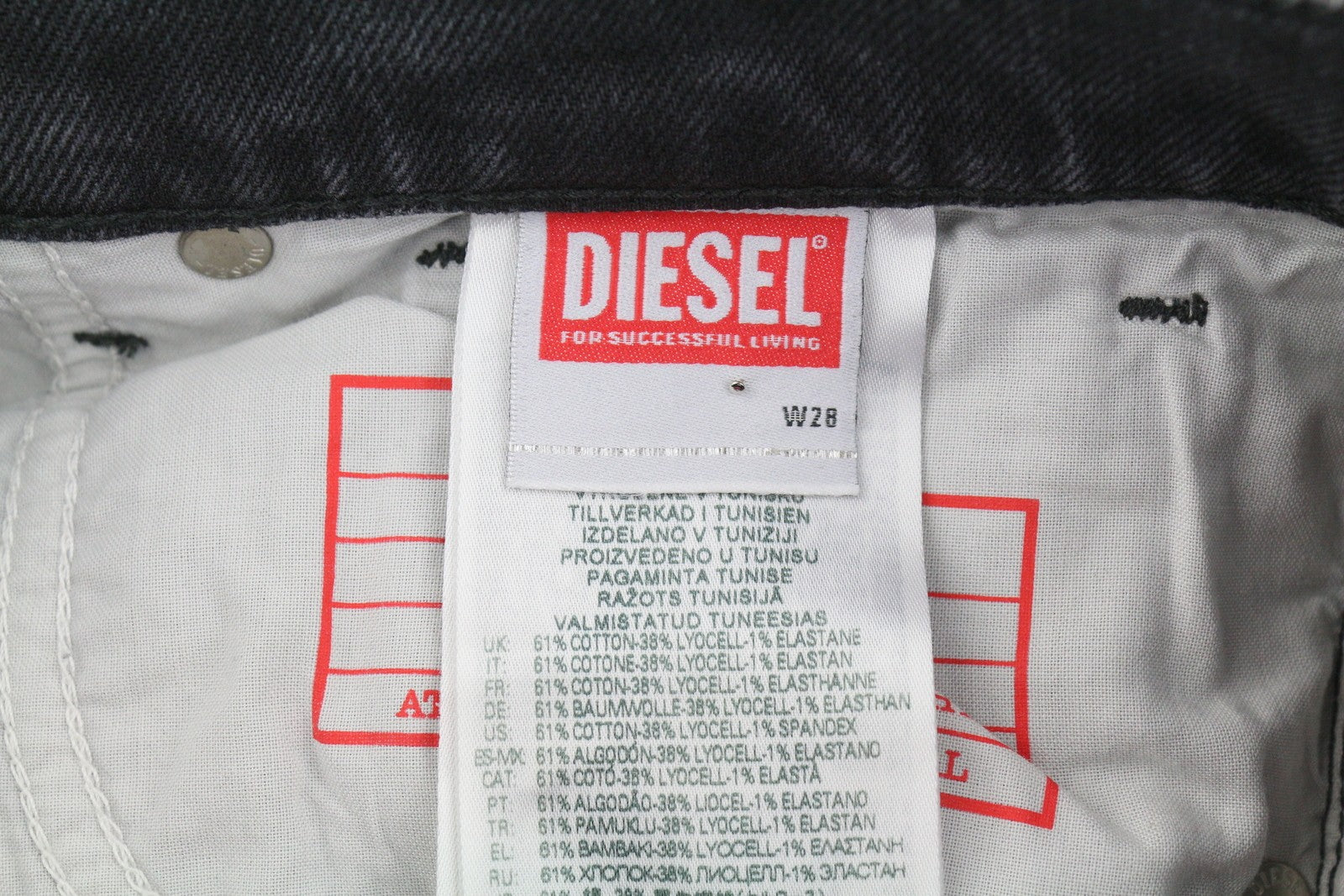 Diesel 1995 D-sark 09g19 Jeans gris délavé détresse Slim Rrp225