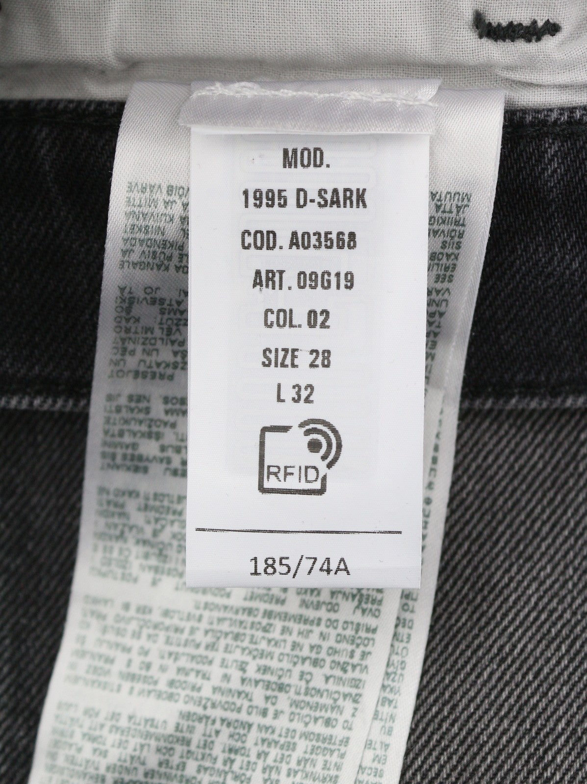 Diesel 1995 D-sark 09g19 Jeans gris délavé détresse Slim Rrp225