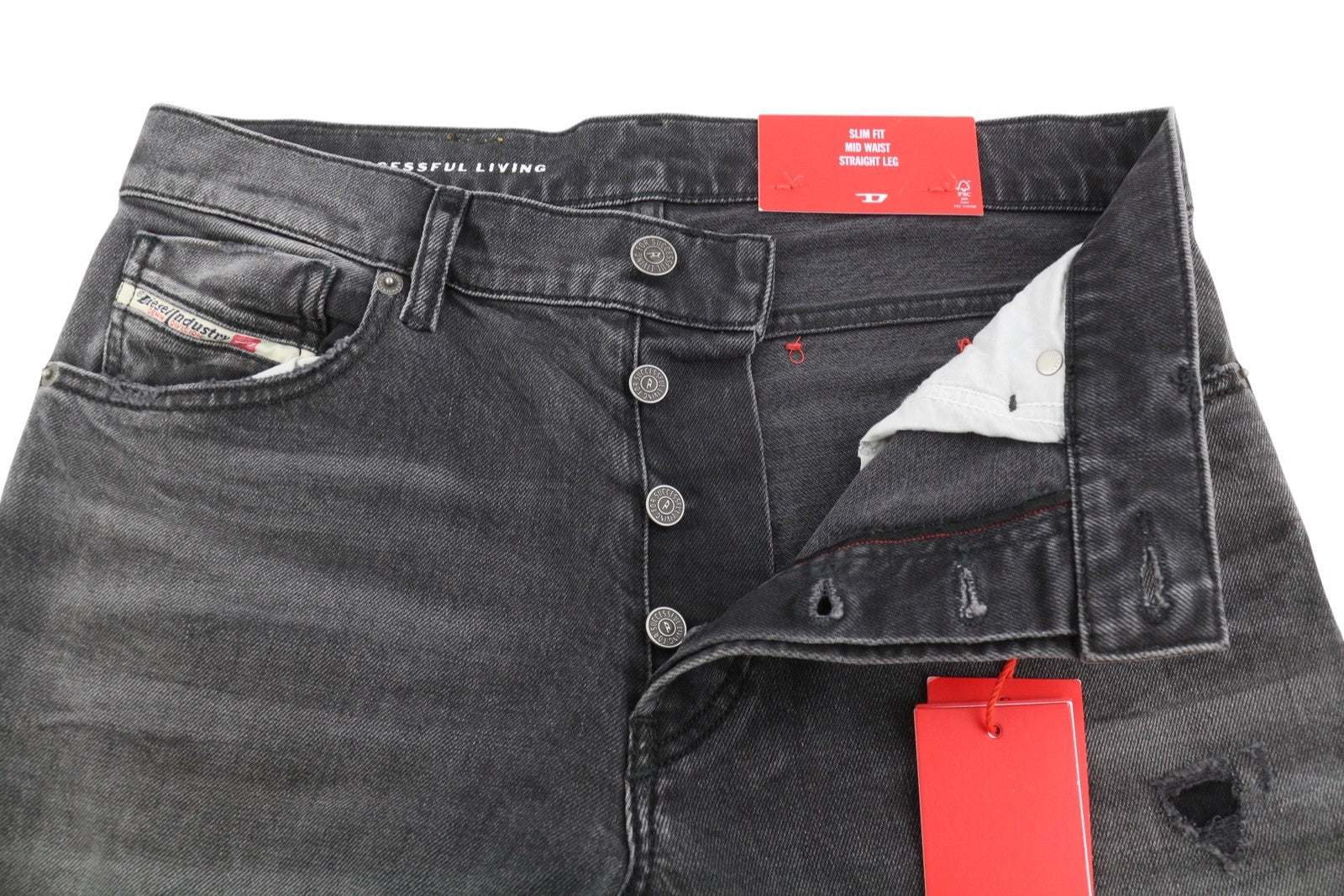 Diesel 1995 D-sark 09g19 Men Jeansgrey Faded Distress Slim Rrp225