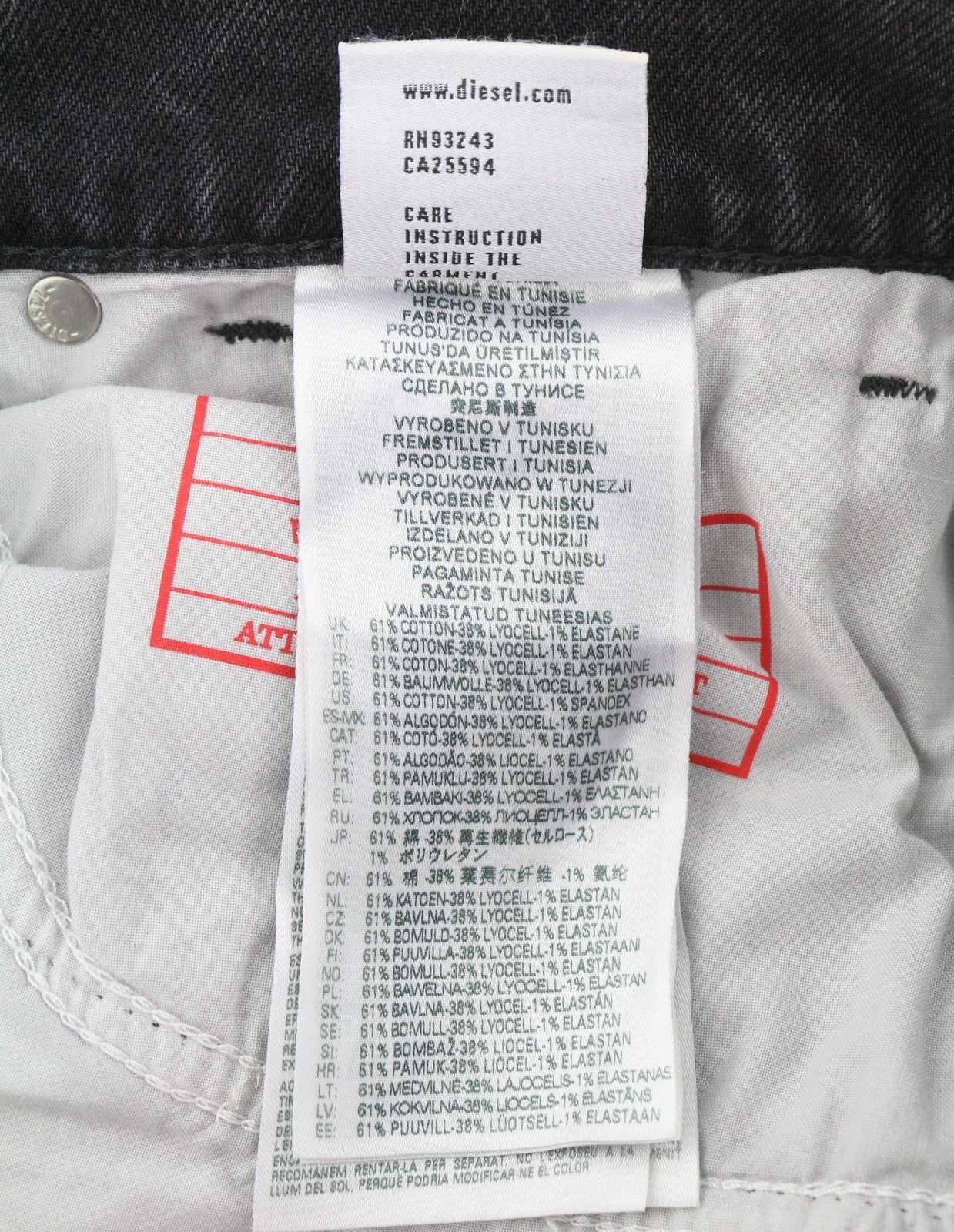 Diesel 1995 D-sark 09g19 Jeans gris délavé détresse Slim Rrp225