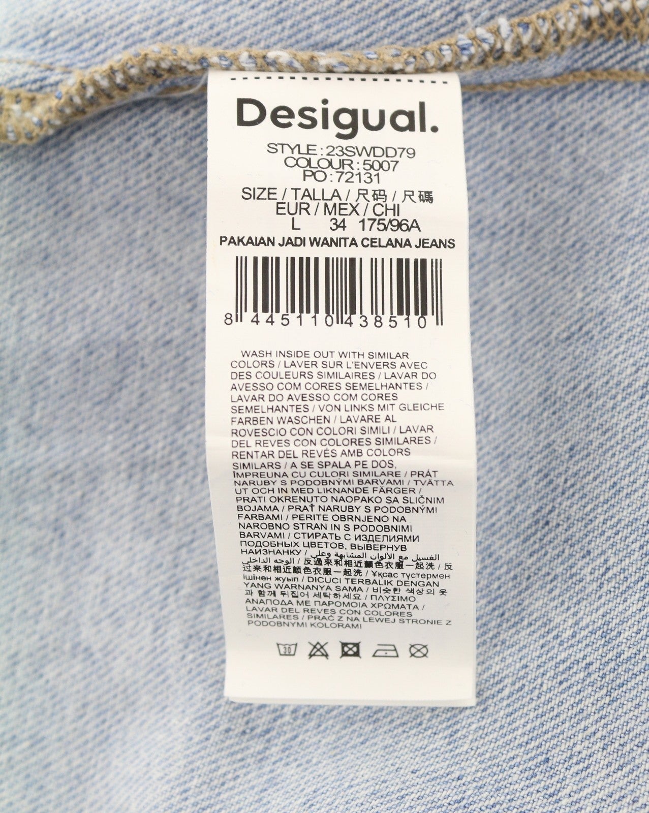 Desigual Denim Marte Women Jeansw32 Blu sbiadito con gambe super larghe pieghe sui lati