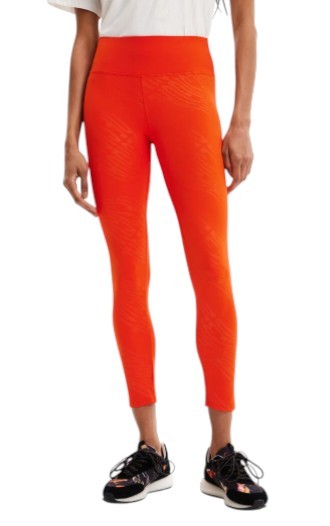Desigual Lemon Women Leggings con motivo corto elasticizzato alla caviglia con motivo arancione