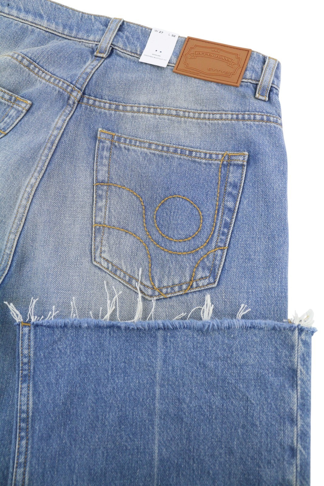 Eytys Avalon Torn Indigo Cropped Bootcut Fit Damen Jeansblau RRP370