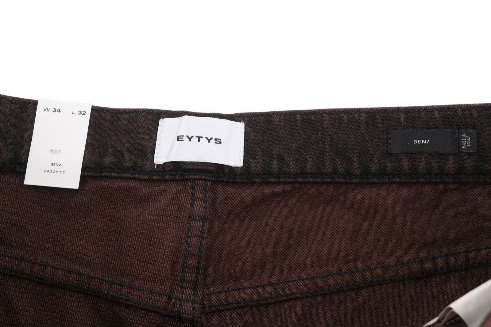 Eytys Benz Sepia Baggy Fit Damen Jeansbraun Faded Herren Unisex RRP370